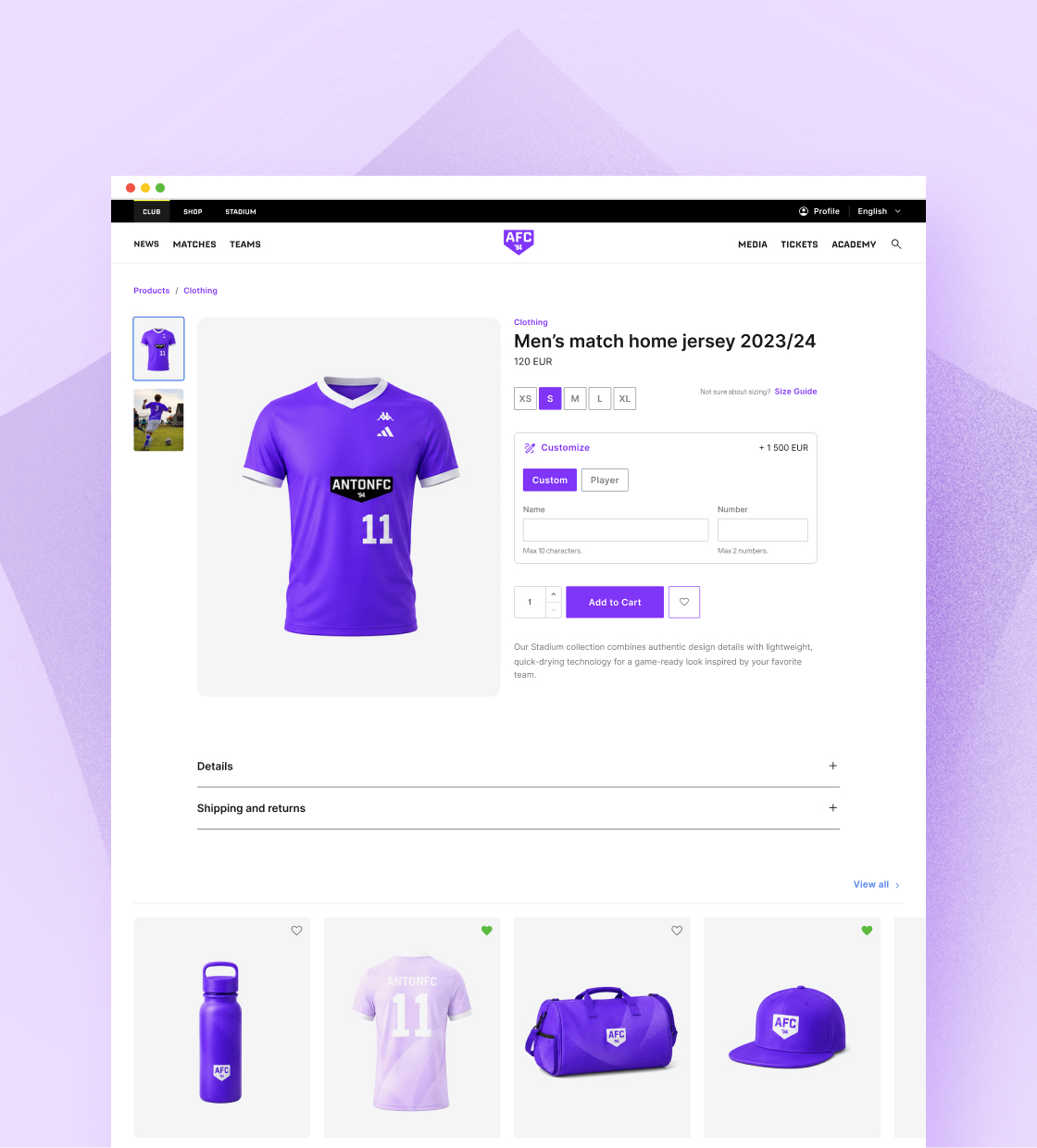 A live browser preview of a generated product page with real interactions.